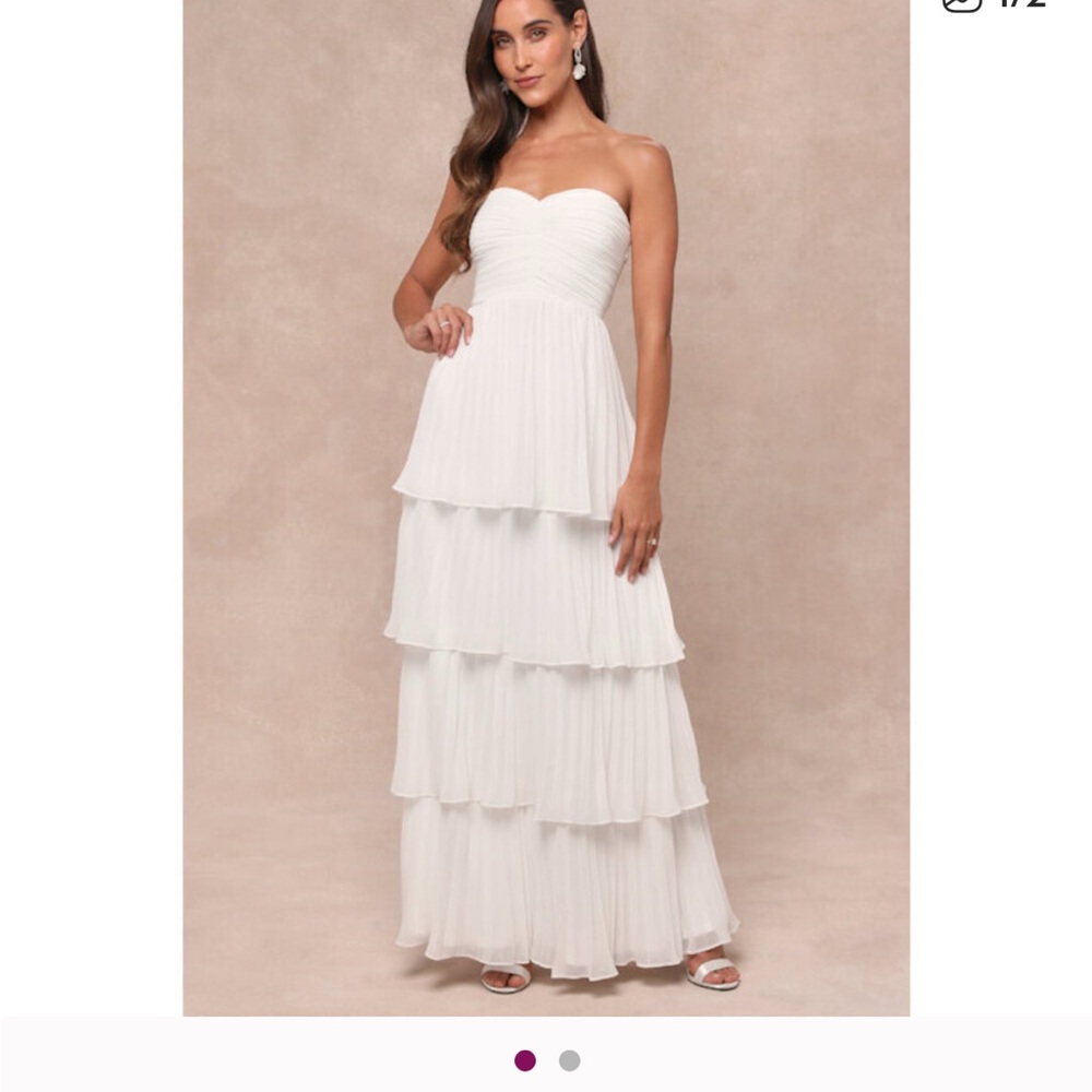 Lulu's Seriously Sensational White Strapless Tiered Maxi Dress - XS